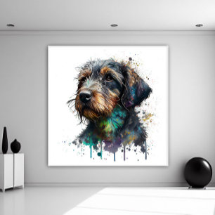 Affiche Joli Dachshund À poils durs Puppy Watercolor Art