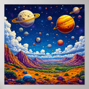 Affiche Joli décor spatial pour enfants