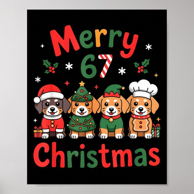 Affiche Joli design de Noël de teckel drôle de chien de va (Devant)