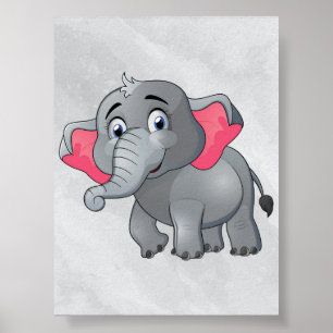 Affiche Joli dessin de dessin éléphant mur Art! Petit Amou