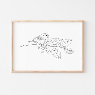 Affiche Joli dessin de oiseau fait à la main