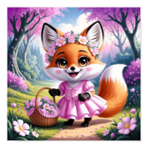 Joli dessin Whimsical Fox Girl Animal Art