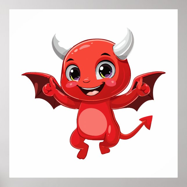 Affiche Joli diable volant de dessin animé (Devant)
