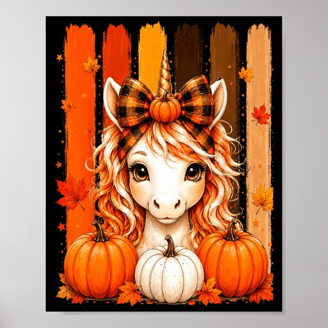 Affiche Joli dinde licorne thanksgiving filles enfants (Devant)