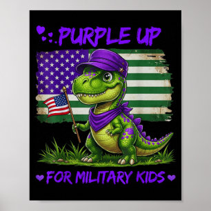 Affiche Joli Dinosaure Violet Mois de l'Armée de la Journé