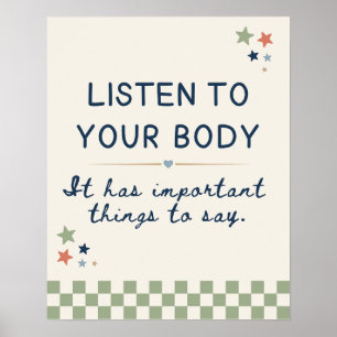 Affiche Joli Doodle Écoutez Votre Corps Infirmière Scolair