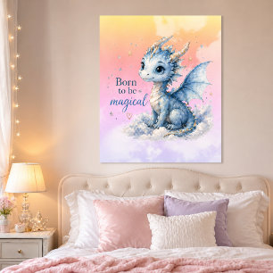 Affiche Joli dragon de fantasy   Né pour être magique