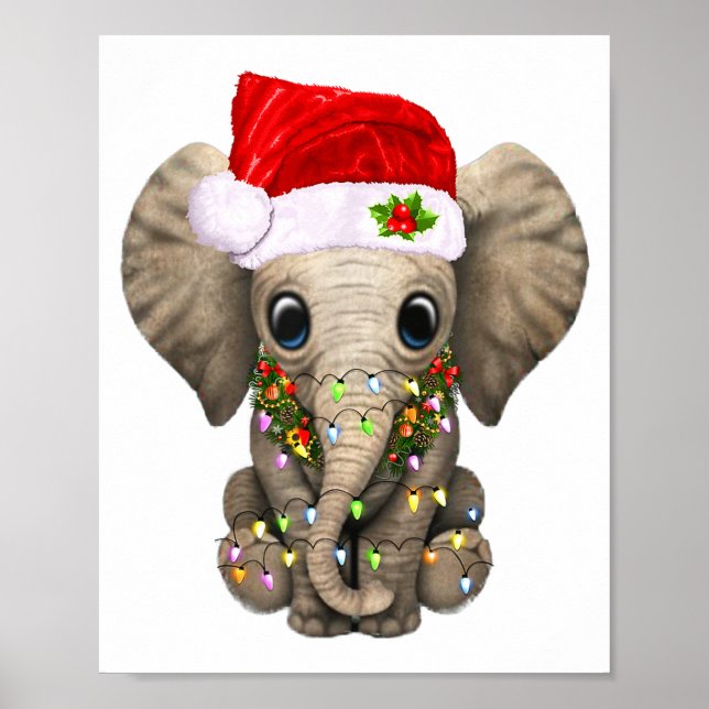 Affiche Joli Éléphant Lumière de Noël Éléphant Drôle Amate (Devant)