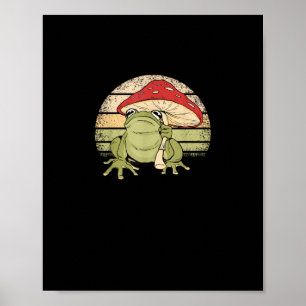 Affiche Joli esthétique cottagecore grenouille champignon