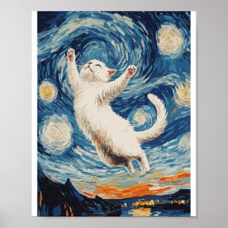 Affiche Joli et beau chat blanc