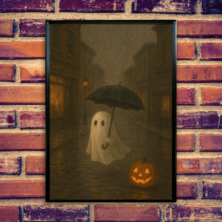 Affiche Joli Fantôme avec Parapluie | Halloween Dark Acade