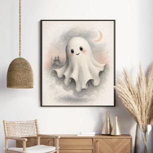 Affiche Joli Fantôme de Halloween Vintage