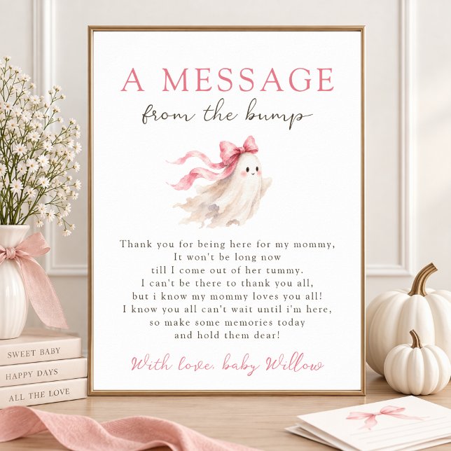 Affiche Joli fantôme rose Message de la part du bébé Signe (Créateur téléchargé)