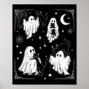 Affiche Joli fantôme tenant un chat drôle Halloween hommes