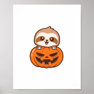 Affiche Joli fentes avec Citrouille Halloween Dessin Vecto