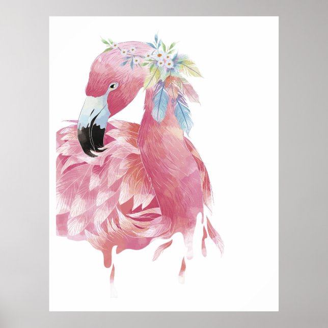Affiche Joli Flamant rose Art (Devant)