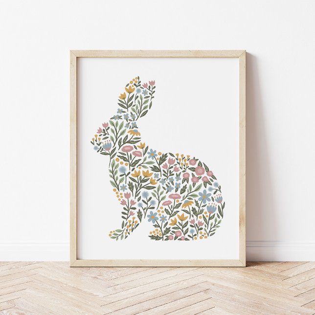Affiche Joli Fleur sauvage Rabbit Spring Art (Créateur téléchargé)