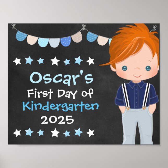 Affiche Joli garçon d'école branché premier jour d'école t (Devant)