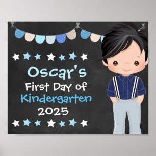 Affiche Joli garçon hipster à l'école le premier jour de c