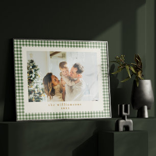 Affiche Joli Gingham Vert à Carreaux Photo Personnalisée N
