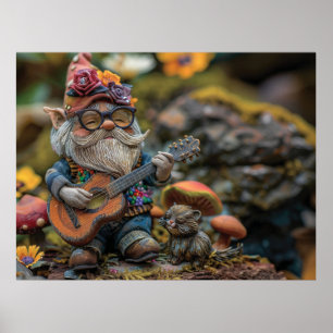 Affiche Joli gnome musical jouant de la guitare