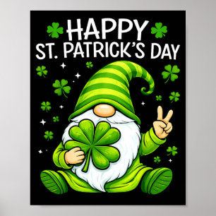 Affiche Joli gnome trèfle chanceux joyeux st patrick