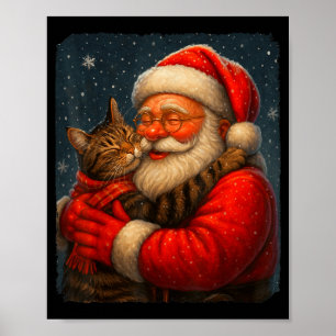 Affiche Joli Graphique Santa Câlin Chat Noël Xmas Femmes M
