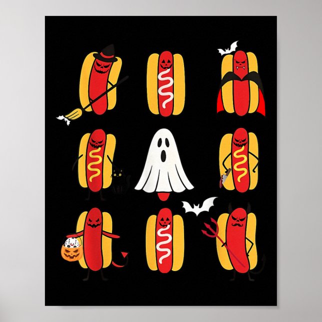 Affiche Joli Halloweiners Hot Dog Ghosts Halloween C (Devant)