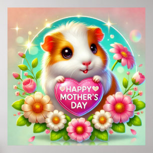 Affiche Joli hamster célébrant la fête des mères