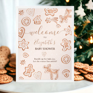 Affiche Joli hiver Noël bienvenue baby shower biscuit