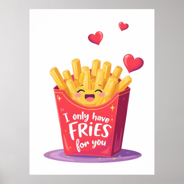 Affiche Joli jeu de mots sur les frites pour la Saint-Vale (Devant)