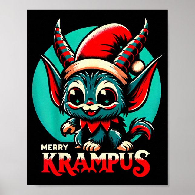 Affiche Joli Krampus joyeux Noël vacances 30’s Rétro Ca (Devant)