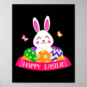 Affiche Joli lapin Bunny printemps oeufs de chasse Rabbit