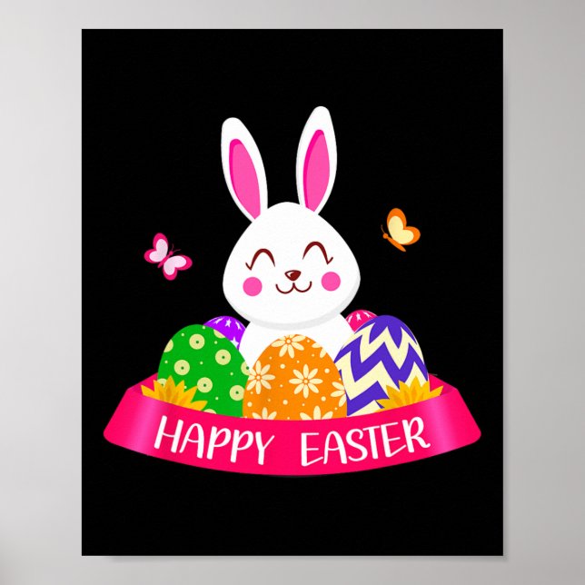 Affiche Joli lapin Bunny printemps oeufs de chasse Rabbit  (Devant)