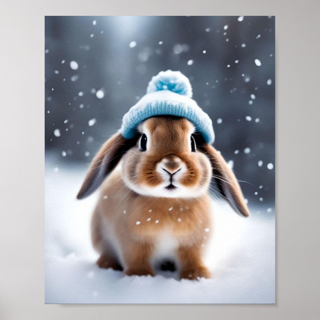 Affiche Joli lapin de Noël dans un Casquette Bobble OWN AR (Devant)