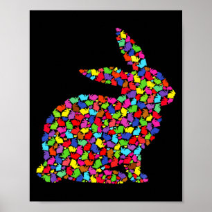 Affiche Joli lapin de Pâques coloré femmes hommes enfants