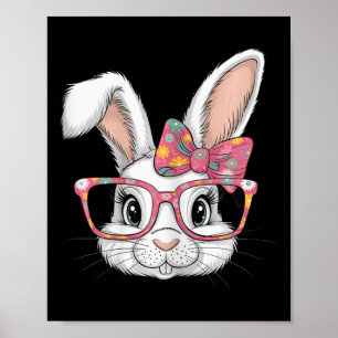 Affiche Joli lapin de Pâques floral drôle avec 