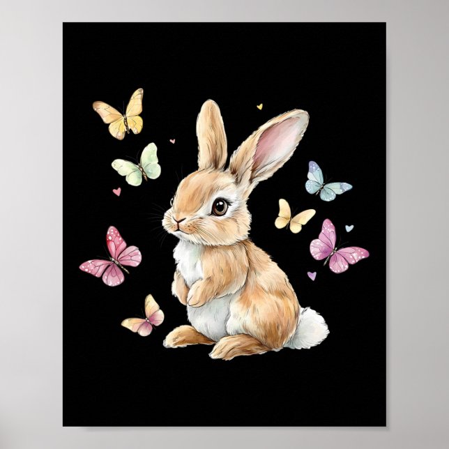 Affiche Joli lapin de Pâques Papillon  (Devant)