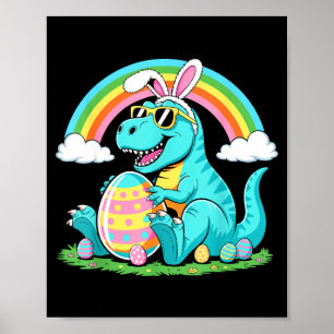Affiche Joli Lapin d'oeuf de dinosaure Happy Eastrawr T Re