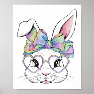 Affiche Joli lapin lapin Face Tie Dye Gles Girl Happy Eas