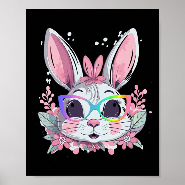 Affiche Joli lapin lapin Face Tie Dye Gles Girl Happy Eas (Devant)