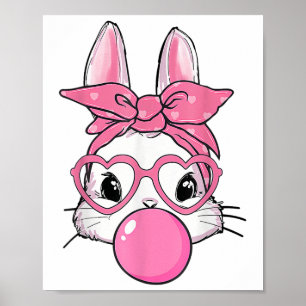 Affiche Joli lapin Lapin Feu de bulle de gomme Jour de Pâq