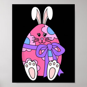 Affiche Joli Lapin Lapin Oeuf Floral Filles Joyeux Pâques