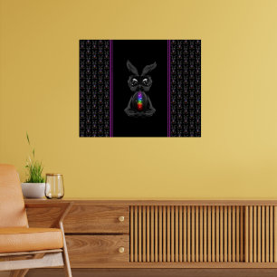 Affiche Joli lapin noir avec Soul arc-en-ciel Chakra