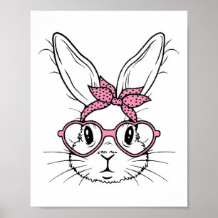 Affiche Joli Lapin Rabbit Face Avec Bandana Heart Gles Eas