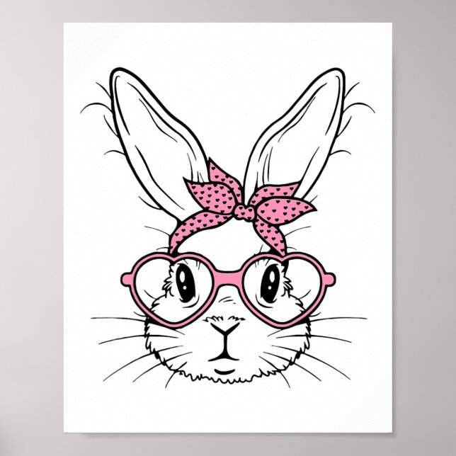 Affiche Joli Lapin Rabbit Face Avec Bandana Heart Gles Eas (Devant)