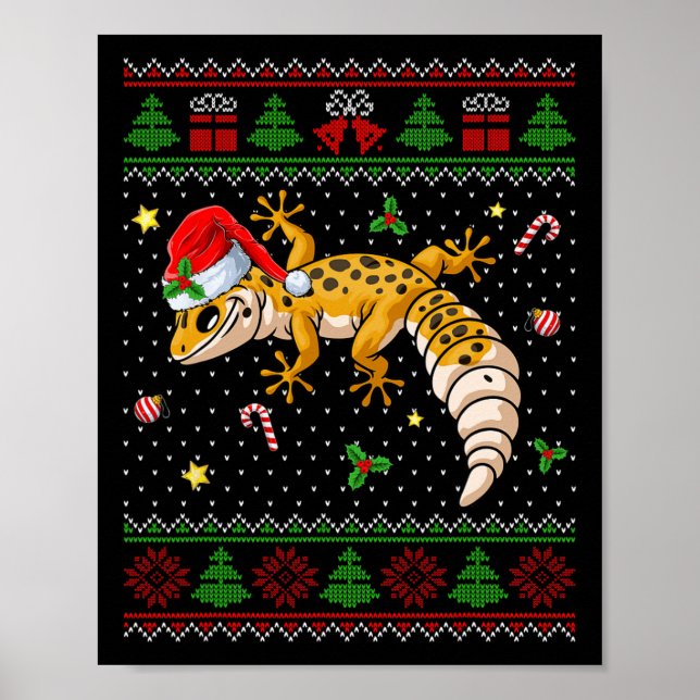 Affiche Joli Leopard Gecko Santa Hat Laid Christmas (Devant)