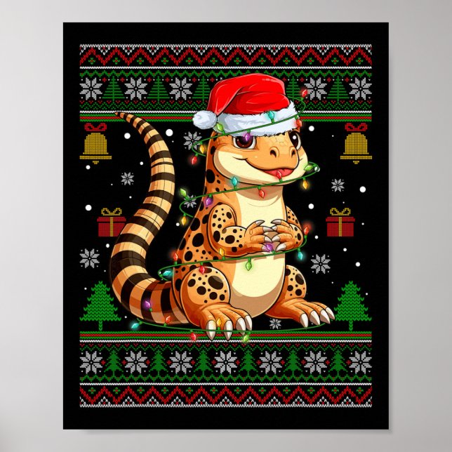 Affiche Joli Leopard Gecko Santa Hat Laid Christmas (Devant)