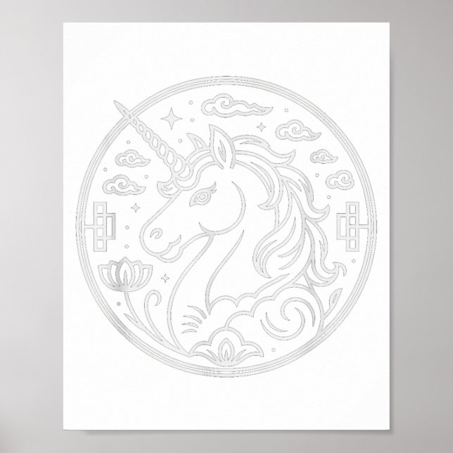 Affiche Joli licorne 2026 Année du cheval Fortune Cavalier (Devant)