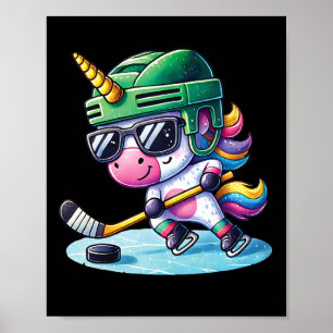 Affiche Joli licorne jouant au hockey sur glace enfants ad